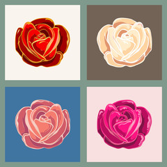 Rose Flower Emblem Set