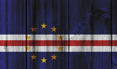 Cape Verde flag painted on wooden wall for background