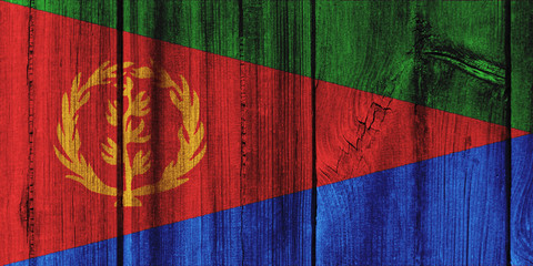 Eritrea flag painted on wooden wall for background