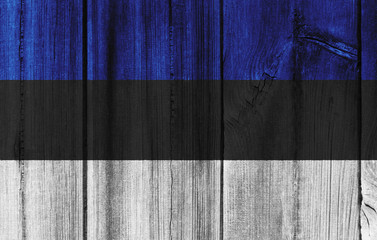 Estonia flag painted on wooden wall for background