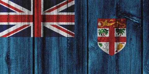 Fiji flag painted on wooden wall for background