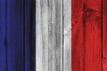 France flag painted on wooden wall for background