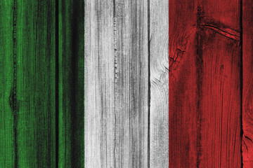 Italy flag painted on wooden wall for background