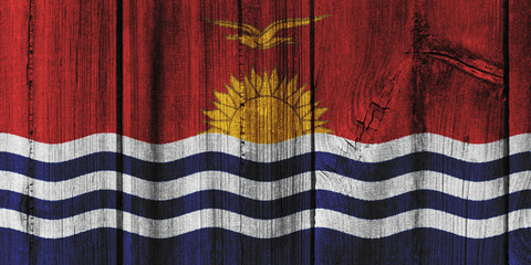Kiribati flag painted on wooden wall for background