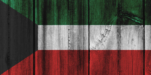 Kuwait flag painted on wooden wall for background