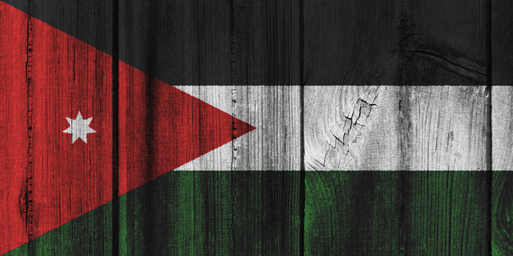 Jordan flag painted on wooden wall for background