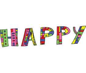 Graphic art with word Happy