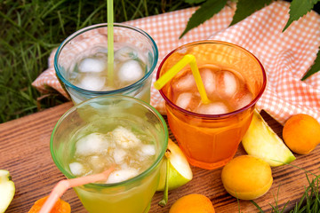 Fototapeta premium Homemade lemonade of ripe peaches