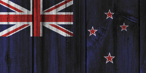 New Zealand flag painted on wooden wall for background