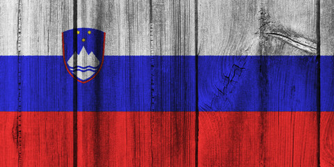 Slovenia flag painted on wooden wall for background