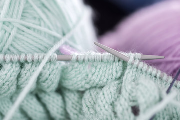 Items for knitting with a spokes close-up in different angles