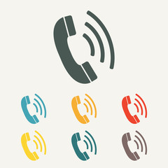 Phone icon. Call symbol in flat style. Colorful vector illustration.