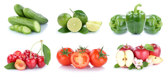 Obst und Gemüse Früchte Apfel Tomaten Farben Collage Freisteller freigestellt isoliert
