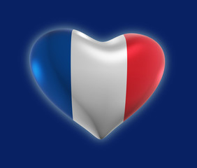 France, French Flag, heart, Love (3D Render)