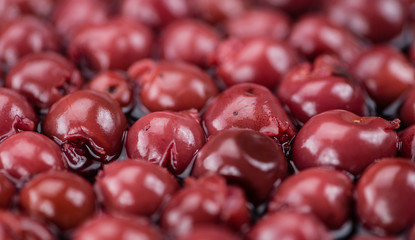 Preserved Cherries close-up shot, selective focus