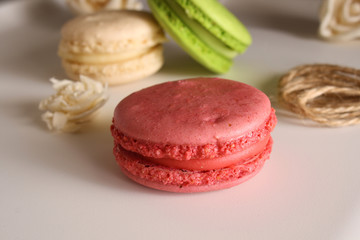 Macaroons on a light background