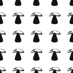 Delicious mushroom mushroom seamless pattern vector illustration background. Black silhouette mushroom stylish texture. Repeating mushroom seamless pattern background for food design and web