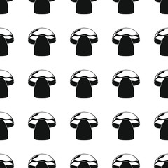 Champignon seamless pattern vector illustration background. Black silhouette mushroom stylish texture. Repeating champignon seamless pattern background for food design and web