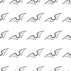 Wings seamless pattern vector illustration background. Black silhouette wings stylish texture. Repeating wings seamless pattern background for your design and web