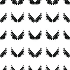 Wings seamless pattern vector illustration background. Black silhouette wings stylish texture. Repeating wings seamless pattern background for your design and web