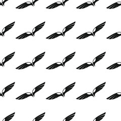 Wings seamless pattern vector illustration background. Black silhouette wings stylish texture. Repeating wings seamless pattern background for your design and web
