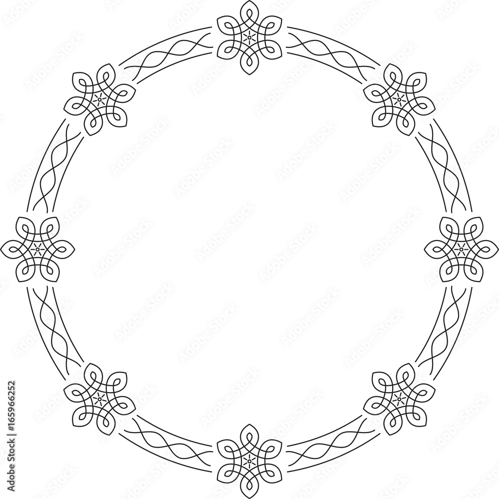 Poster elegant outlined calligraphic round frames for your design