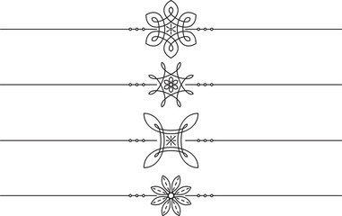 Set of 4 decorative vector mono line style text dividers