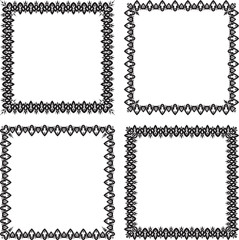 Set of 4 ornate black square frames