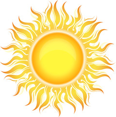 Decorative vector bright colorful sun symbol