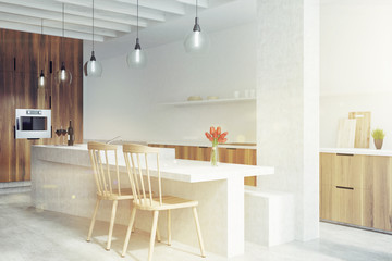 Marble bar white kitchen, oven toned