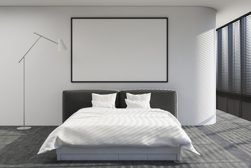 Loft bedroom interior, shades, poster