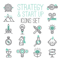 Startup strategy outline web busines icon set websites ui finance start up vector symbols. © Vectorvstocker