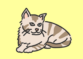 Fototapeta na wymiar Cute Cat Cartoon. hand drawn. line drawing. vector illustration.