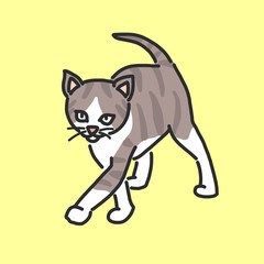 Cute Cat Cartoon. hand drawn. line drawing. vector illustration.