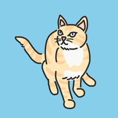 Cute Cat Cartoon. hand drawn. line drawing. vector illustration.