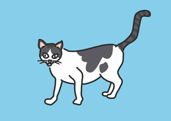 Cute Cat Cartoon. hand drawn. line drawing. vector illustration.