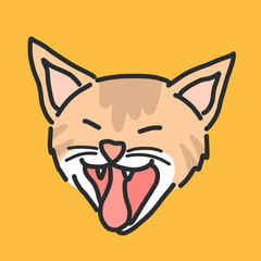 Cute Cat Cartoon. hand drawn. line drawing. vector illustration.