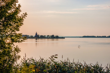 Beautiful Landscape at sunrise. Church of St. Linhart. Czech Republic