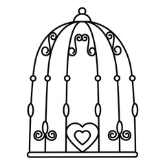 Bird cage with hearts