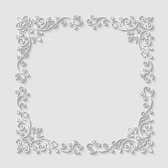 Abstract decorative 3d floral frame. Vector Illustration