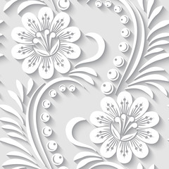 Fototapeta na wymiar Elegant 3d seamless floral pattern. Vector Illustration