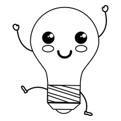 bulb light kawaii character