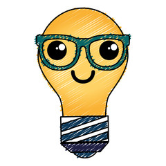 bulb light kawaii character