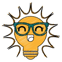 bulb light kawaii character