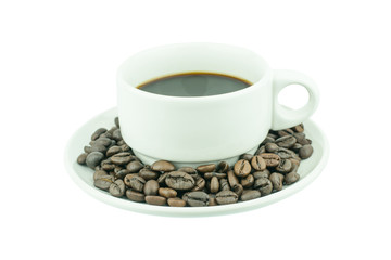 Cup of black coffee. Realistic isolated on white