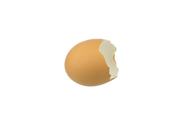 Broken empty egg shell isolated on white background