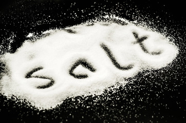 salt scatter on the black surface