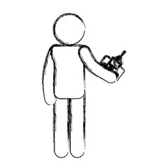 human figure with drone control