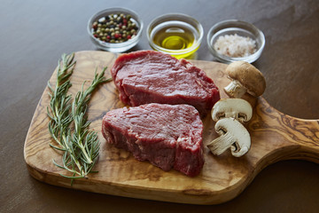Fresh raw beef steak sliced ready for grill