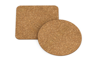 Two Cork Beer Coasters. 3d Rendering